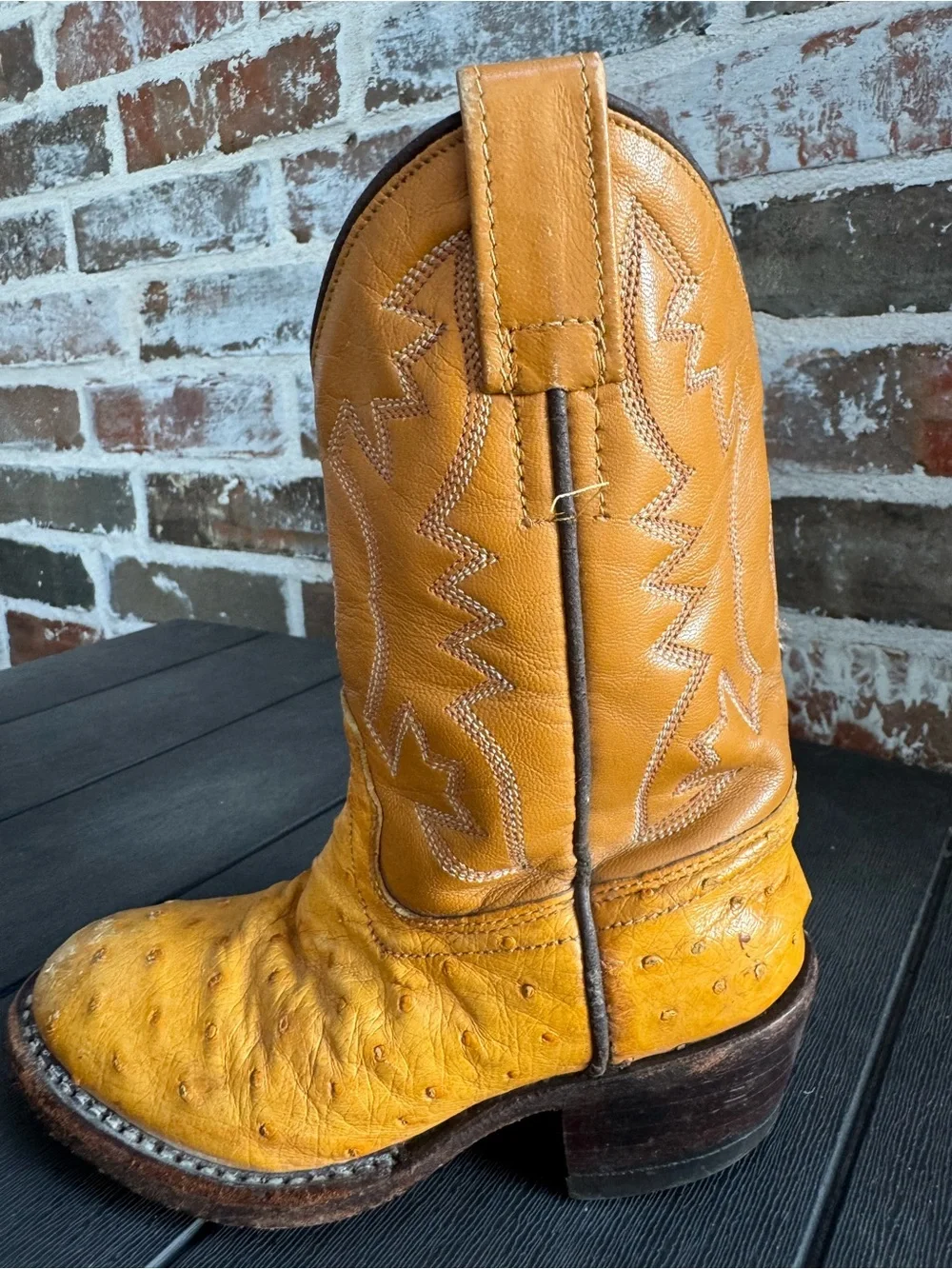🤠 Handcrafted Vintage Kids Full-Quill Ostrich Cowboy Boots - Size 5 Y